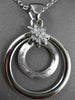 LARGE .19CT DIAMOND 18K WHITE GOLD 3D DOUBLE CIRCLE MATTE & SHINY FLOWER PENDANT