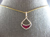 .75CT DIAMOND & AAA RUBY 14K ROSE GOLD 3 STONE TEAR DROP FLOATING PENDANT #28217