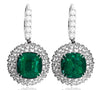LARGE 30.21CT DIAMOND & AAA EMERALD 18KT WHITE GOLD 3D FLOWER HANGING EARRINGS
