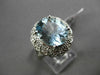 ANTIQUE LARGE 3.77CTW DIAMOND & AAA AQUAMARINE 14KT WHITE GOLD COCKTAIL RING