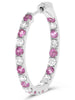 1.66CT DIAMOND AAA PINK SAPPHIRE 14K WHITE GOLD INSIDE OUT HOOP HANGING EARRINGS