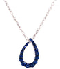 ESTATE 1.0CT AAA SAPPHIRE 18KT WHITE GOLD 3D OPEN TEAR DROP FLOATING PENDANT