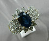 ESTATE WIDE 2.93CT DIAMOND & SAPPHIRE 18KT TWO TONE GOLD 3D HALO ENGAGEMENT RING