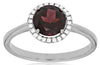 ESTATE 1.65CT DIAMOND & AAA GARNET 14KT WHITE GOLD CLASSIC ROUND HALO FUN RING