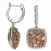 LARGE 2.75CT WHITE & PINK DIAMOND 18KT WHITE & ROSE GOLD SQUARE HANGING EARRINGS