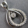 ESTATE .21CT DIAMOND 14KT WHITE GOLD 3D FLOWER TEAR DROP FUN FLOATING PENDANT
