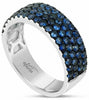 ESTATE WIDE 1.55CT AAA SAPPHIRE 18K WHITE & BLACK 4 ROW WEDDING ANNIVERSARY RING