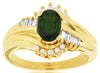 1.2CT DIAMOND & AAA RUSSALITE 14KT YELLOW GOLD OVAL ROUND & BAGUETTE SWIRL RING