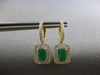 2.2CT DIAMOND & AAA EMERALD 14KT 2 TONE GOLD 3D SQUARE LEVERBACK EARRINGS #28137