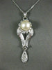 ANTIQUE .50CT OLD MINE DIAMOND AAA SOUTH SEA PEARL 14K WHITE GOLD PENDANT #21893