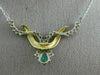 ANTIQUE 1.95CT DIAMOND & AAA EMERALD 14K WHITE & YELLOW GOLD SWIRL NECKLACE 6871