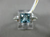 ESTATE 1.62CT DIAMOND & AAA BLUE TOPAZ 14KT WHITE GOLD 3D SQUARE FRIENDSHIP RING