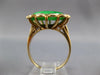 LARGE .15CT OLD MINE DIAMOND & AAA JADE 14K YELLOW GOLD ROUND FLOWER RING #27321
