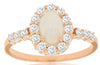 ESTATE .97CT DIAMOND & AAA OPAL 14KT ROSE GOLD 3D OVAL & ROUND FLOWER LOVE RING