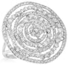 ESTATE LARGE 2.17CT DIAMOND 18KT WHITE GOLD 3D MULTI ROW FLOWER COCKTAIL RING