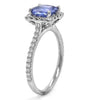 2.32CT DIAMOND & AAA SAPPHIRE 18K WHITE GOLD 3D CUSHION & ROUND SQUARE HALO RING