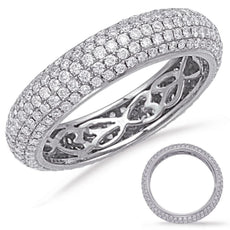 ESTATE 1.36CT DIAMOND 14KT WHITE GOLD MULTI ROW PAVE ETERNITY ANNIVERSARY RING