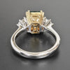 LARGE 2.91CT DIAMOND & AAA EMERALD 18KT 2 TONE GOLD THREE STONE ENGAGEMENT RING