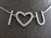 ESTATE .34CT DIAMOND 14KT WHITE GOLD 3D CLASSIC I LOVE YOU HEART LOVE NECKLACE