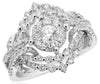 ESTATE 1.18CT DIAMOND 18KT WHITE GOLD 3D FLOWER OPEN FILIGREE LOVE RING