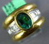 LARGE 1.45CT DIAMOND & AAA EMERALD 18KT 2 TONE GOLD ASSCHER OVAL ENGAGEMENT RING
