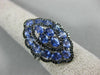 ESTATE LARGE 6.37CT BLACK DIAMOND & TANZANITE 14K WHITE GOLD MARQUISE SHAPE RING