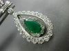 LARGE 3.70CT DIAMOND & AAA EMERALD 14KT WHITE GOLD 3D TEAR DROP HANGING EARRINGS