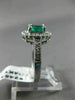 WIDE 1.30CT DIAMOND & AAA EMERALD 14K WHITE GOLD OVAL HALO ENGAGEMENT RING #2453