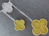 LARGE 2.55CT WHITE & FANCY YELLOW DIAMOND 18K 2 TONE GOLD 4 LEAF CLOVER NECKLACE