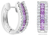 1.28CT DIAMOND & AAA PINK SAPPHIRE 18KT WHITE GOLD 3D ROUND & BAGUETTE EARRINGS