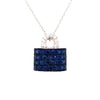 ESTATE .76CT DIAMOND & AAA SAPPHIRE 18KT WHITE GOLD LOCK LOVE FLOATING PENDANT