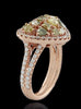 LARGE 2.42CT WHITE & FANCY YELLOW DIAMOND 18KT 2 TONE GOLD HEART SHAPE LOVE RING