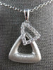LARGE .42CT DIAMOND 18KT WHITE GOLD MATTE & SHINY DOUBLE TRIANGULAR FUN PENDANT