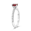 ESTATE .83CT DIAMOND & AAA RUBY 14KT WHITE GOLD 3D OVAL & ROUND ENGAGEMENT RING