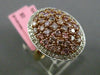 ESTATE LARGE 1.64CT PINK & WHITE DIAMOND 18KT 2 TONE GOLD 3D OVAL FILIGREE RING