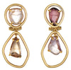 15.91CT AAA MULTI COLOR SAPPHIRE 18K YELLOW GOLD 3D MULTI SHAPE HANGING EARRINGS
