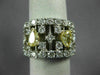 ESTATE LARGE 3.37CT WHITE & FANCY YELLOW DIAMOND 18KT TWO TONE GOLD 3D RING