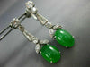 ANTIQUE LARGE 8.10CT DIAMOND & AAA EMERALD 14KT WHITE GOLD LEAF HANGING EARRINGS