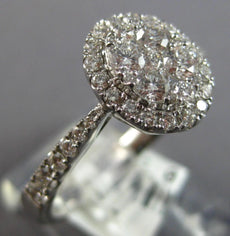 .82CT DIAMOND 18KT WHITE GOLD 3D CLASSIC ROUND CLUSTER HALO OVAL FRIENDSHIP RING