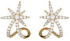 1.66CT DIAMOND 18KT YELLOW GOLD SNOWFLAKE STARBURST 3D UMBRELLA HANGING EARRINGS