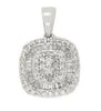.45CT DIAMOND 14KT WHITE GOLD ROUND & BAGUETTE INVISIBLE SQUARE FLOATING PENDANT