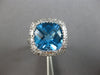 LARGE 10.35CT DIAMOND & AAA BLUE TOPAZ 14K WHITE GOLD CUSHION & ROUND RING 28199