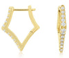 ESTATE .30CT DIAMOND 14K YELLOW GOLD ROUND CLASSIC OCTAGON HOOP HANGING EARRINGS