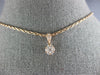 ESTATE SMALL .19CT DIAMOND 18KT ROSE GOLD 3D CLUSTER FLOWER LOVE PENDANT