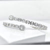 WIDE 3.54CT DIAMOND 18K WHITE GOLD BAGUETTE INVISIBLE MULTI OVAL BANGLE BRACELET