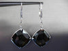 ANTIQUE LARGE 20.14CTW DIAMOND & SMOKY TOPAZ 18K WHITE GOLD 3D HANGING EARRINGS