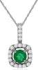 .42CT DIAMOND & AAA EMERALD 14K WHITE GOLD 3D ROUND HALO SQUARE FLOATING PENDANT