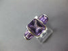 LARGE 3CT AAA AMETHYST 14KT WHITE GOLD CUSHION & EMERALD CUT SEMI BEZEL FUN RING