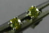 ESTATE SMALL .10CT INTENSE FANCY YELLOW DIAMOND 14KT WHITE GOLD 3D STUD EARRINGS