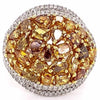 EXTRA LARGE 3.88CT MULTI SHAPE MULTI COLOR DIAMOND 18KT 2 TONE GOLD CLUSTER RING